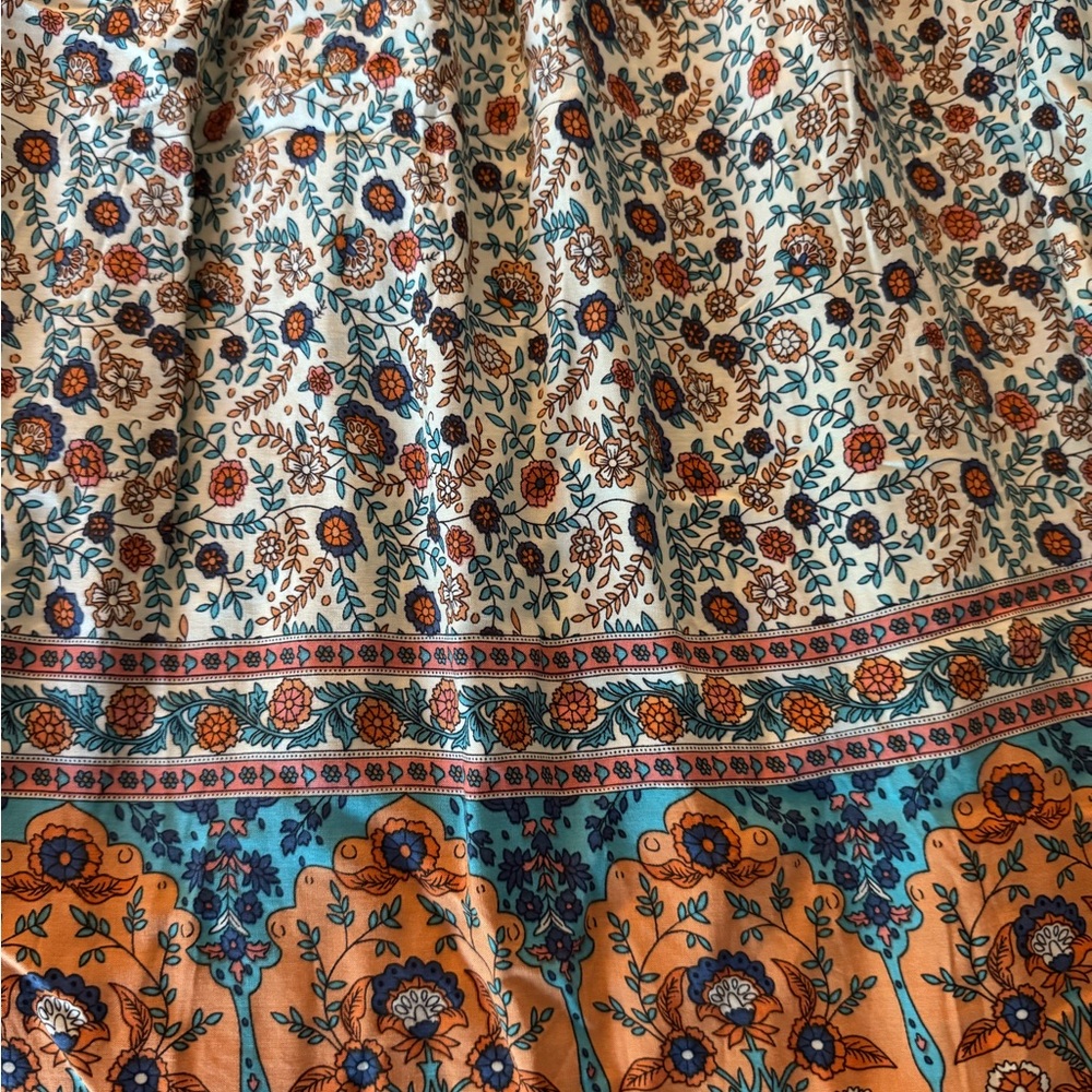 Natural Life Cream and Blue Casual Bottoms with Floral Design - Picture 4 of 5